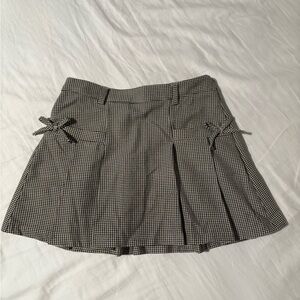 Zara Gray Mini Skirt with Pleated Tie Front